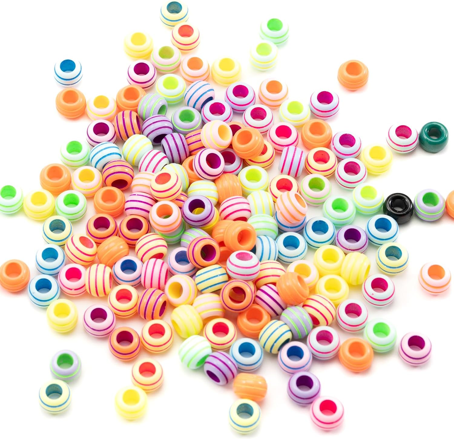Gxueshan 1000 Pcs Acrylic Rainbow Round Pony Beads - Large Hole Hair & Kandi Beads for Friendship Bracelet Making Kit & Jewelry Making