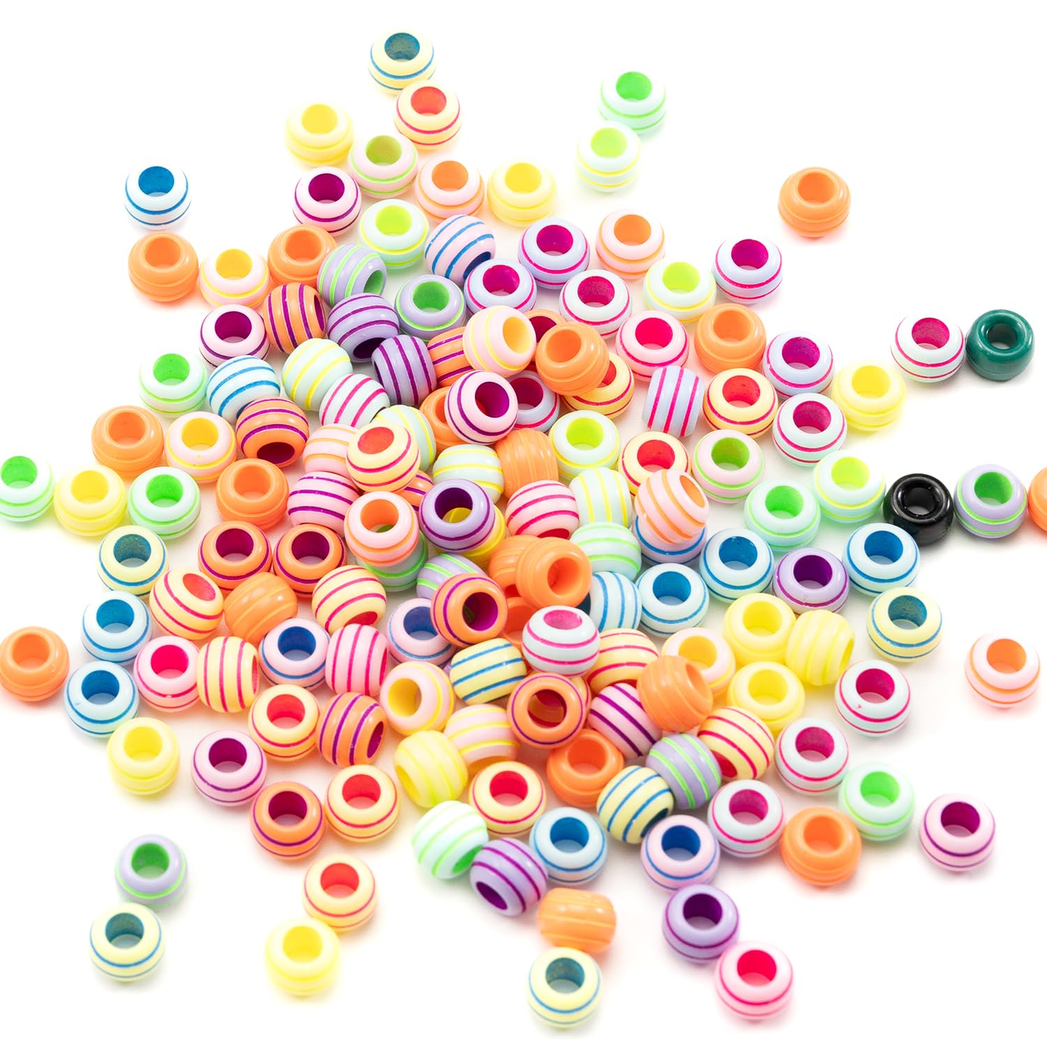 GxueshanGxueshan 1000 Pcs Acrylic Rainbow Round Pony Beads - Large Hole Hair & Kandi Beads for Friendship Bracelet Making Kit & Jewelry Making