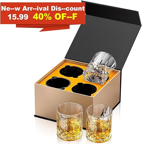 Miniatura 2 de Juego de 4 vasos de whisky a la antigua usanza, vasos de cóctel de 11 onzas, vasos de whisky Bourbon Rocks Scotch, utensilios de bar para ron