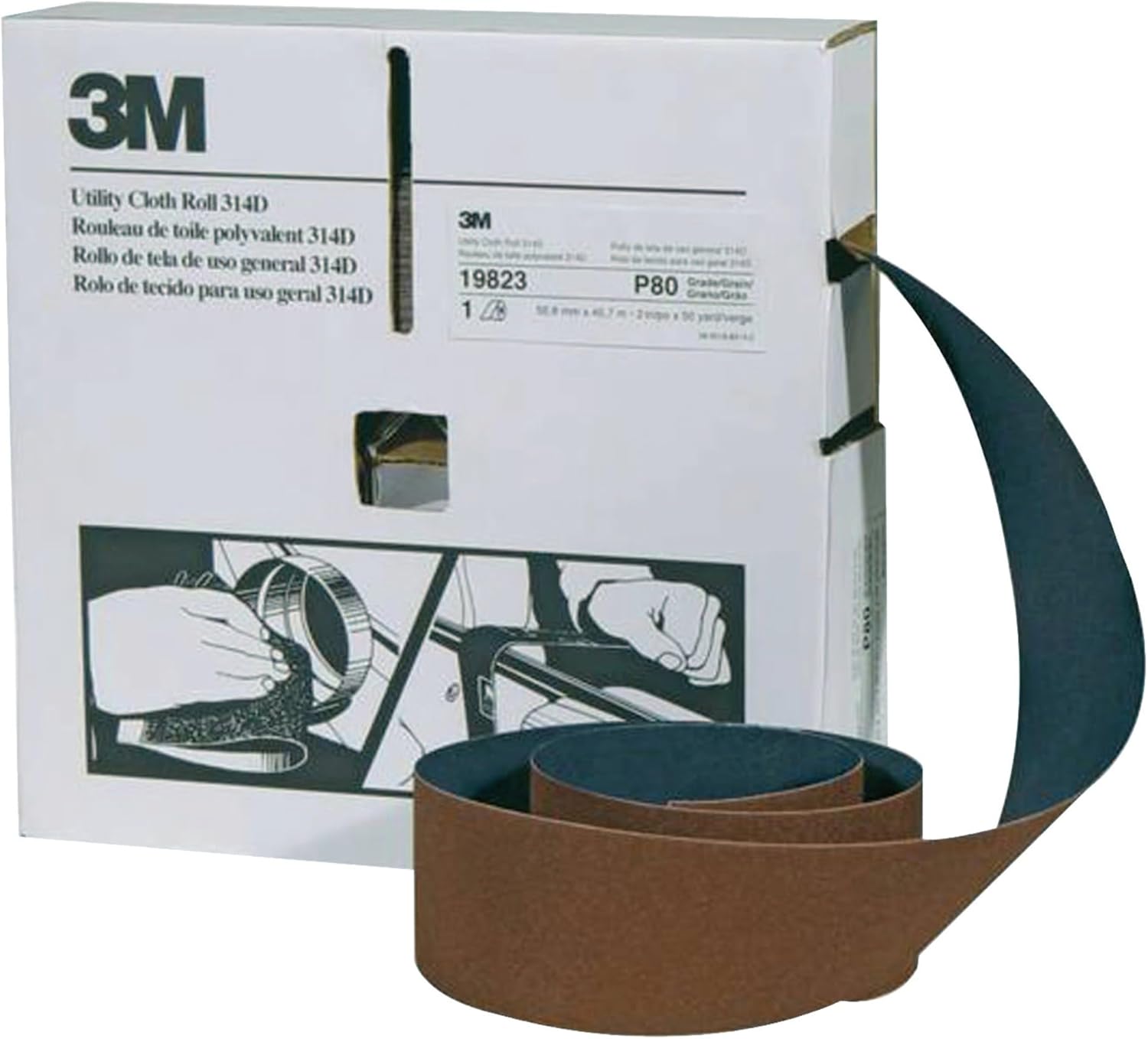 3M 314D Utility Cloth Roll, P80 Grit, 2" x 50 Yards