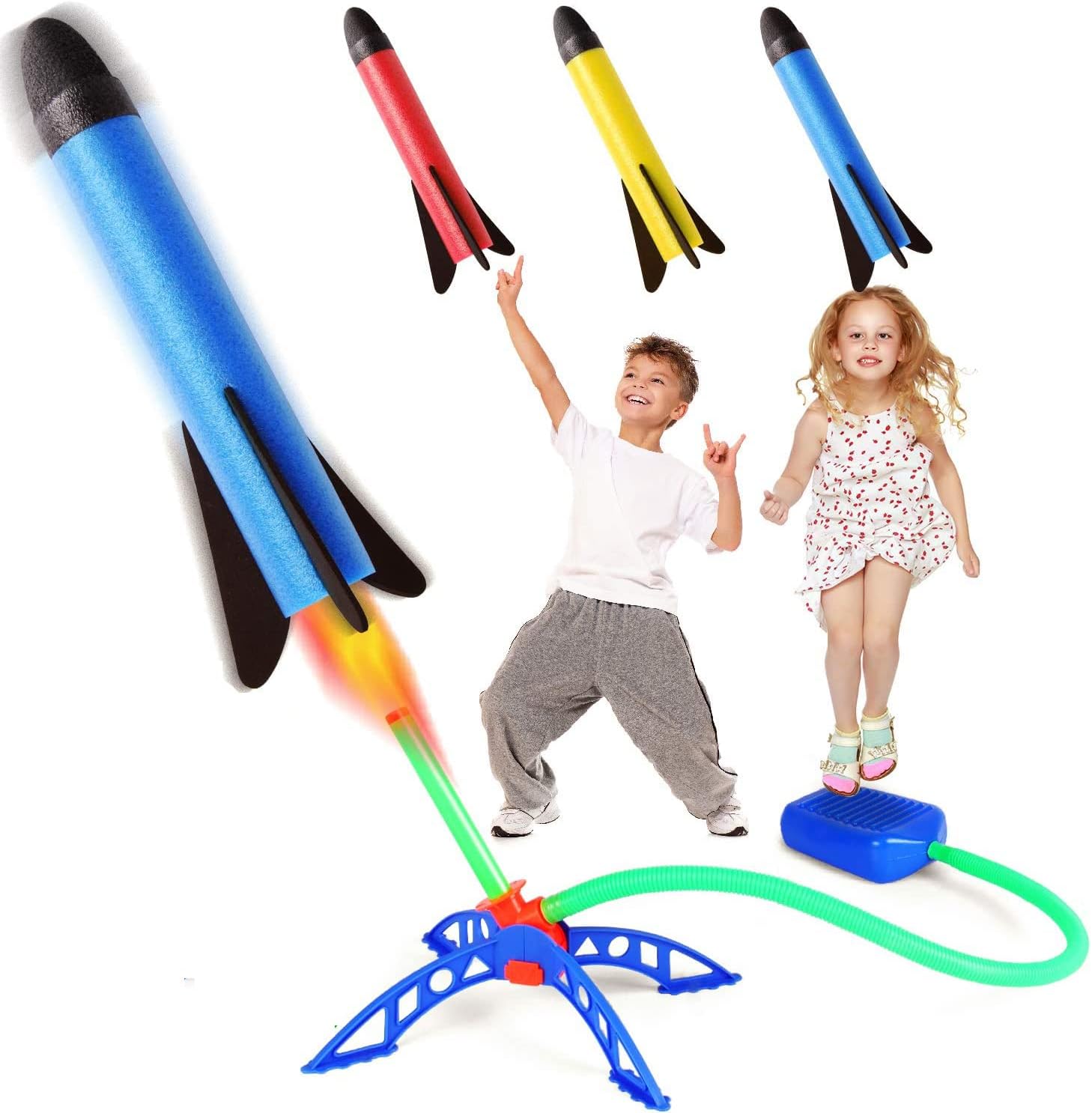 Outdoor Toy Rocket Launcher for Kids, with 3 Foam Rockets, Kids Toys