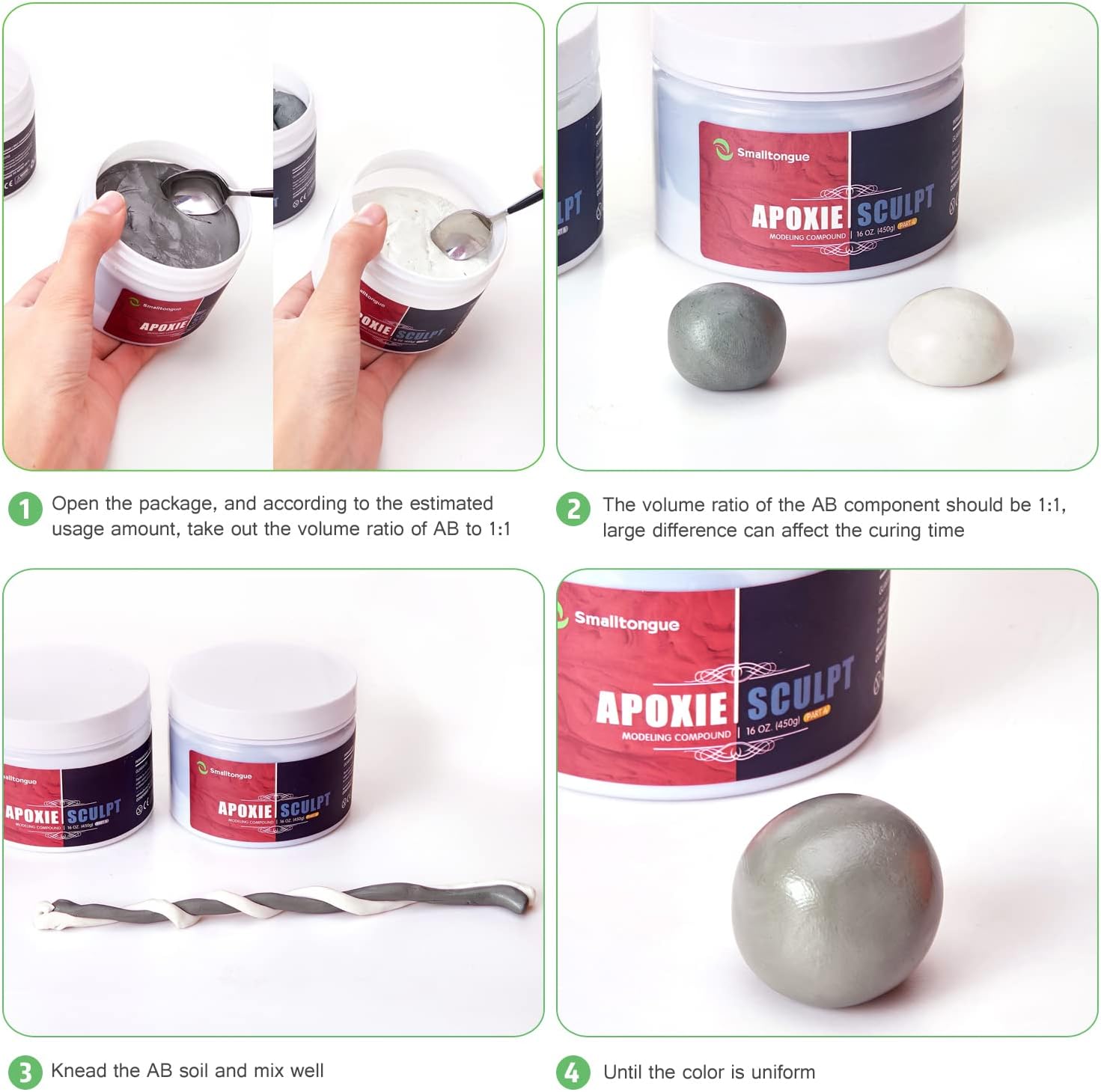 Smalltongue AB Epoxy Sculpt Clay, 2 Part Modeling Compound (A & B) 2 Pound, Epoxy Sculpture Modeling Paste Clay, for Modeling, Repair, Fill Up Retrofit and Sculpture, Black