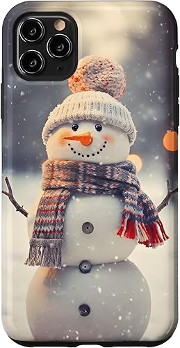 Funda para iPhone 11 Pro Max con diseño de muñeco de nieve de invierno