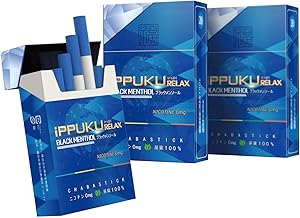 iPPUKU RELAX Tea Leaf Stick, Black Menthol, 3 Box Set (20 Pieces Per Box), "Japan's First! Smoke on Fire" Nicotine Zero Tobacco Replacement, Smoking Support