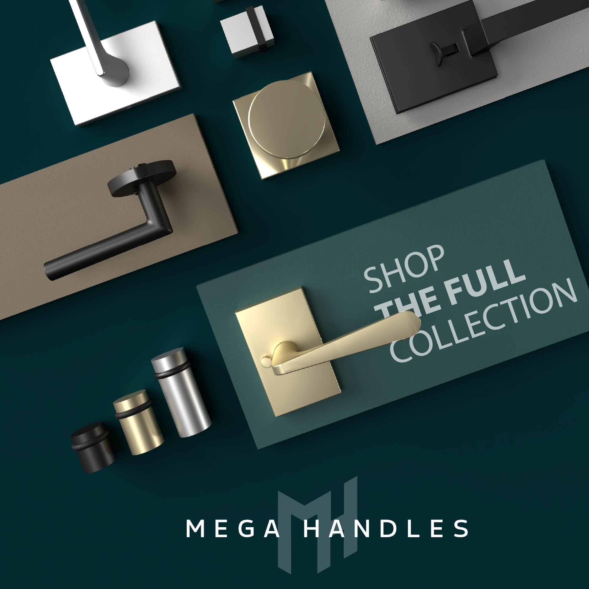 Gold Privacy Door Knobs with Lock - Mega Handles -8