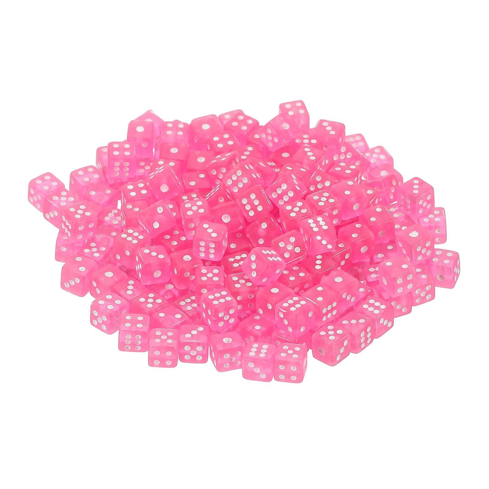 sourcing map 350Pcs Mini Dice, 5mm/0.2" Acrylic Tiny Six Side Game Dot Square Dice Bulk for Table Board Game Party Activities, Clear Deep Pink/White — image 1