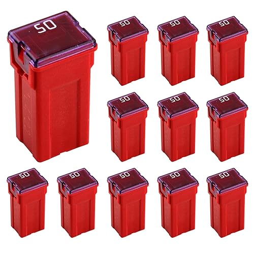 Fusible JCASE de 50 A para automóvil FMX Fusible de perfil altoestándar en forma de caja, compatible con Ford, ChevyGM, ChryslerDodge Toyota,