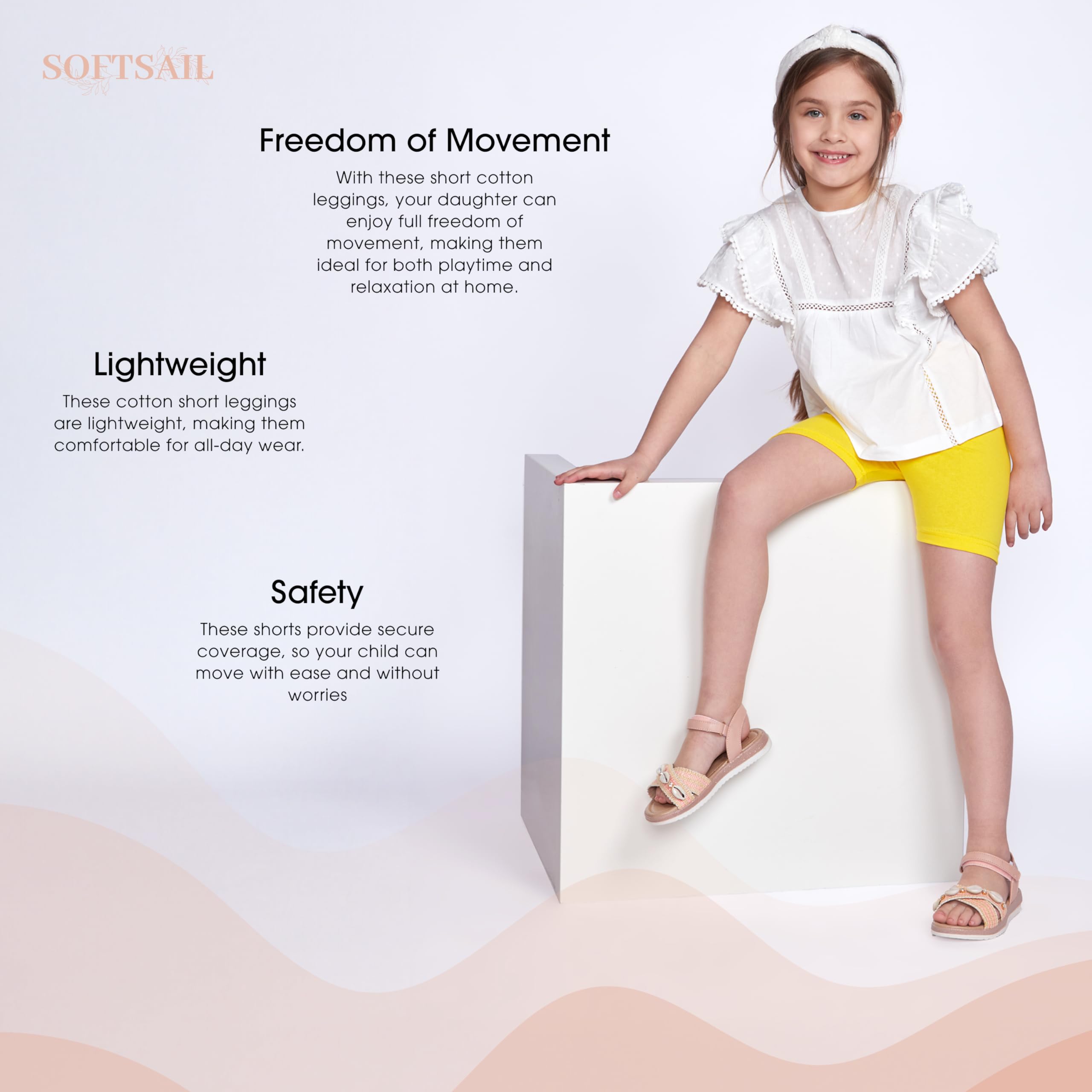 SOFTSAIL Legginsy dziewczęce 3/4 Capri z bawełny, spodnie sportowe, oddychające, miękkie, elastyczne, sportowe