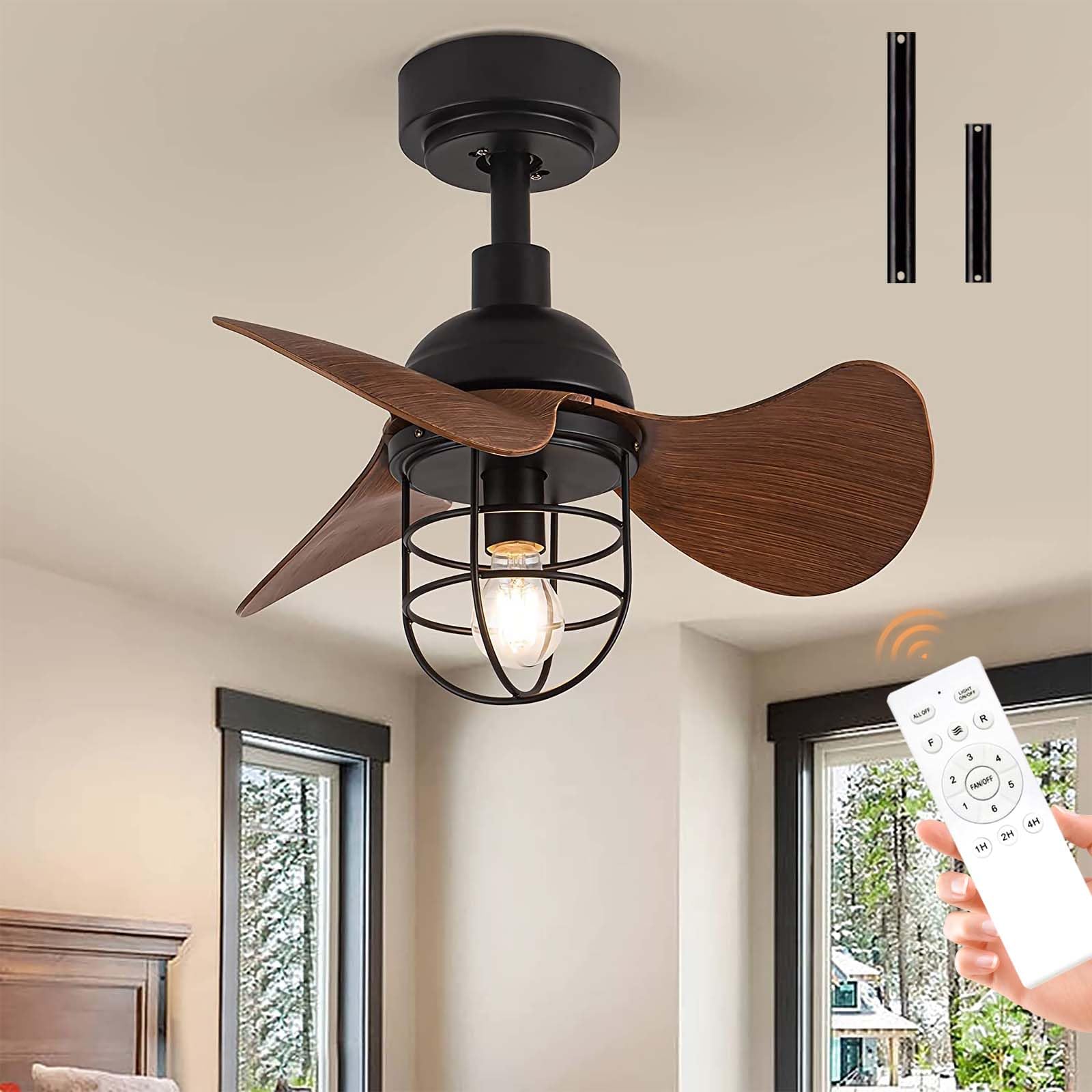 Rustic Ceiling Fan With Lights Cusp Barn 18-In Modern Caged Ceiling Fan  With Remote, Farmhouse Antique Wood Fandelier, 6-Light Rustic Chandelier  For Bedroom - On Sale - Bed Bath \u0026 Beyond -, image size:1600x1600