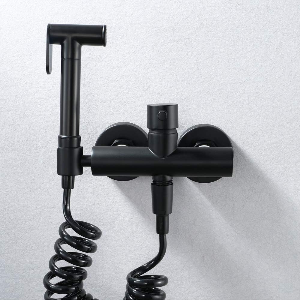 Bidet Faucet BlackToilet Handheld Bidet Sprayer Self-Cleaning Contemporary,L (Size : M)
