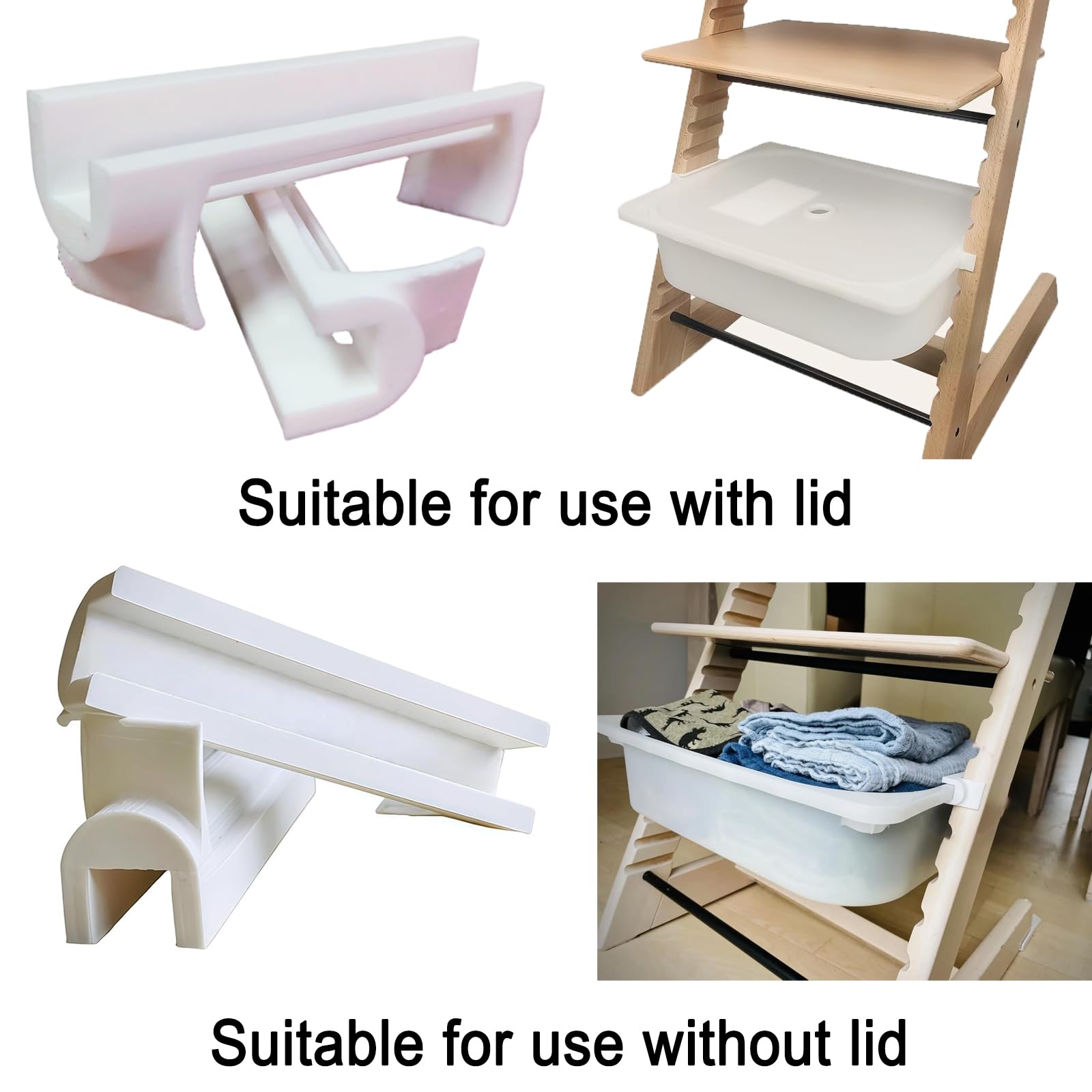 Adattatore Adatto per Stokke TrippTrapp compatibile con Ikea Trofast Scatola di Plastica, Soluzione Organizer Salvaspazio, Fissaggio per Seggiolone (Usare con coperchio)