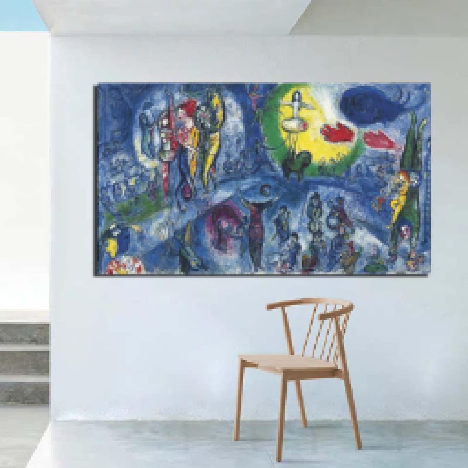 Toile Murale Marc Chagall Grand Cirque – Impression Artistique XXL 80x160 Cm Sans Cadre