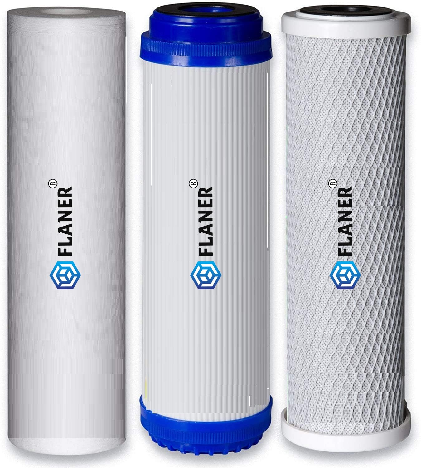 Flaner CTO GAC PP Spun Carbon Filter of 10 inch Set Sediment Water Filter Replacement Cartridge for Under Sink and Commercial RO Water Purifier (Pack of 3)-picture-20