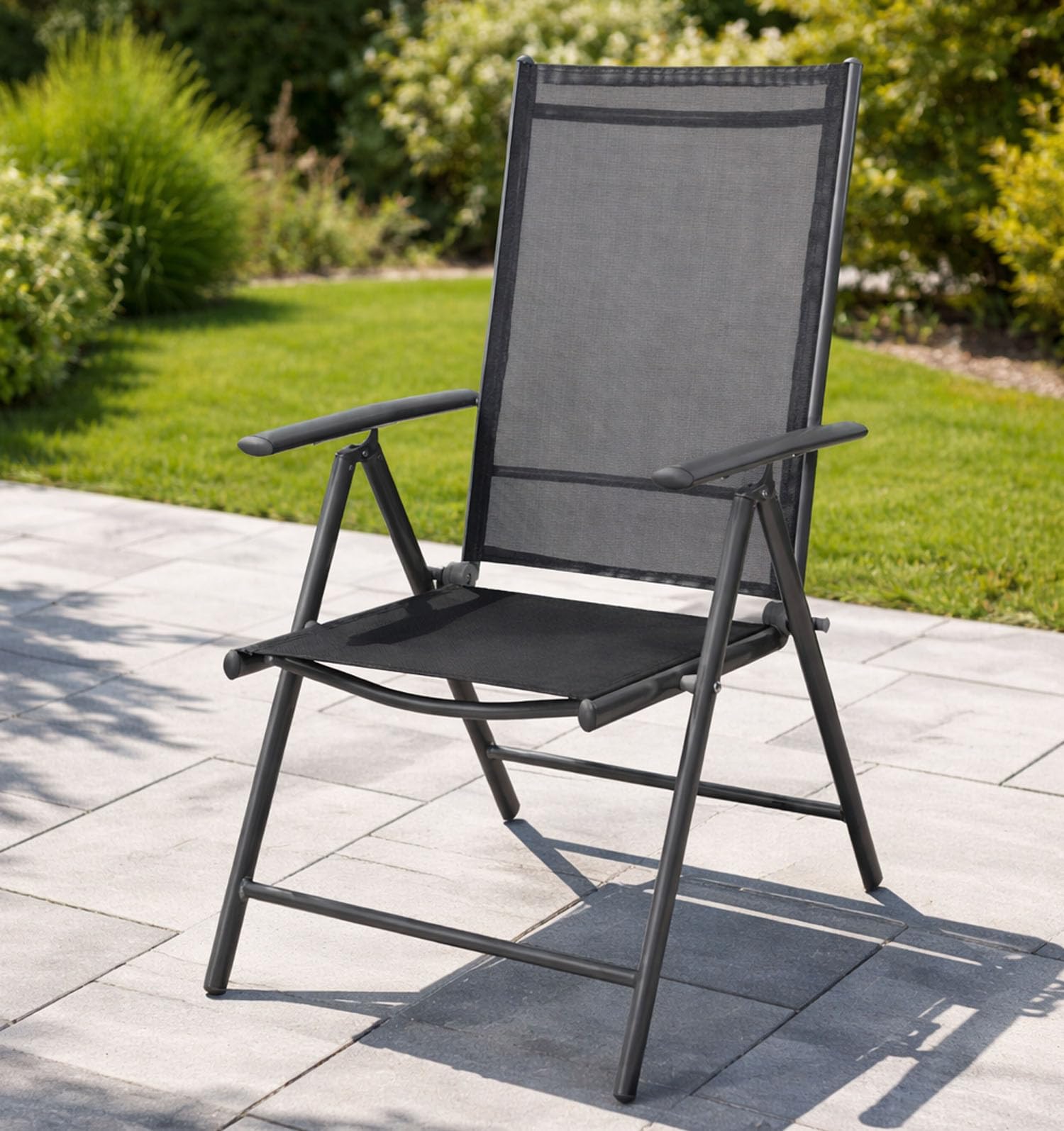 Mojawo - Sedia da Giardino con Schienale Alto, Regolabile in 7 Posizioni, Pieghevole, in Alluminio Resistente alle intemperie, Resistente alle intemperie, Colore: Antracite/Antracite