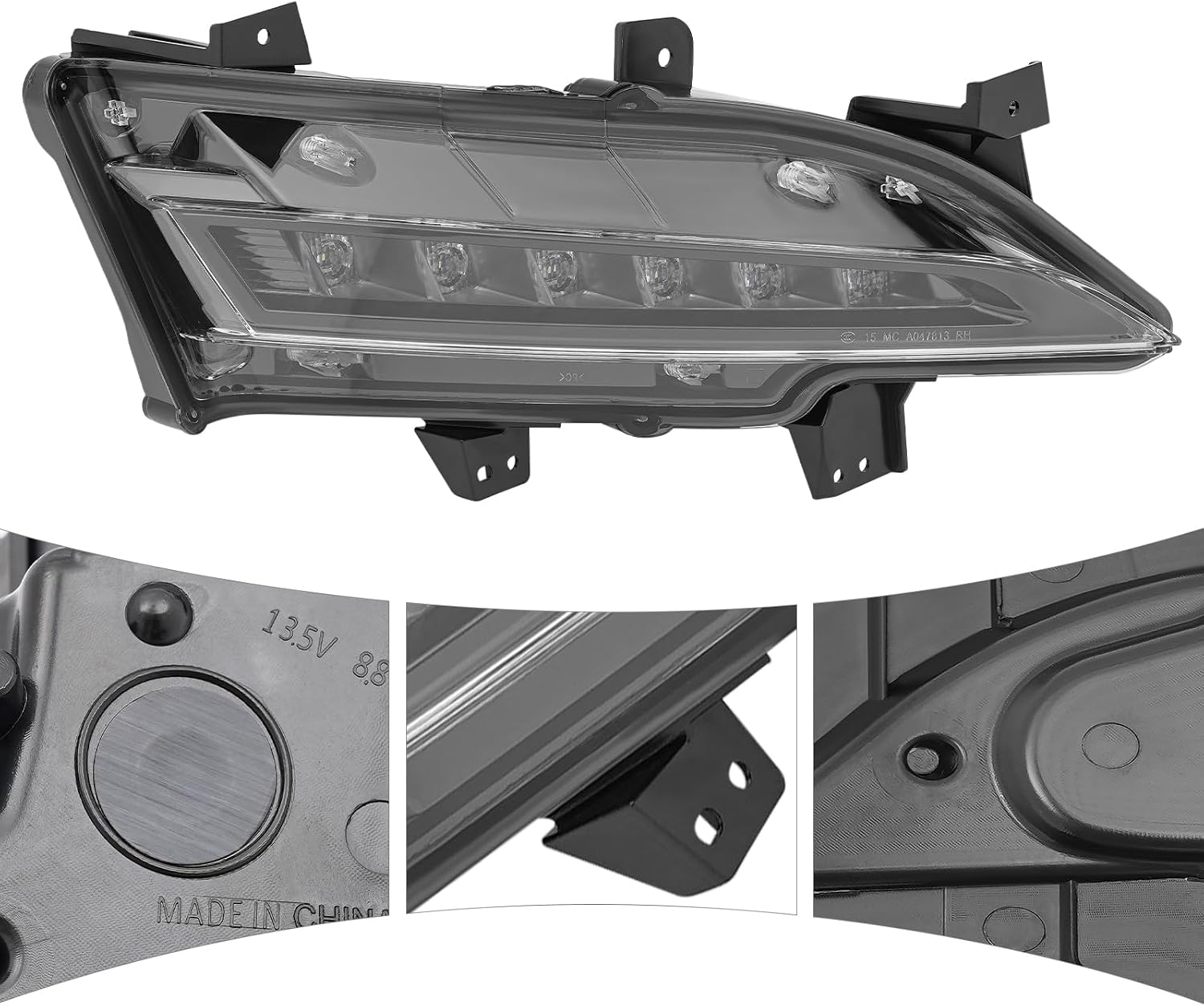 YIYIBYUS LED Front Fog Light Assembly for Lincoln Mkc 2014 2015 2016 2017 2018 LED Daytime Running Lights Fog Lamp Black Housing (Right Passenger Side)