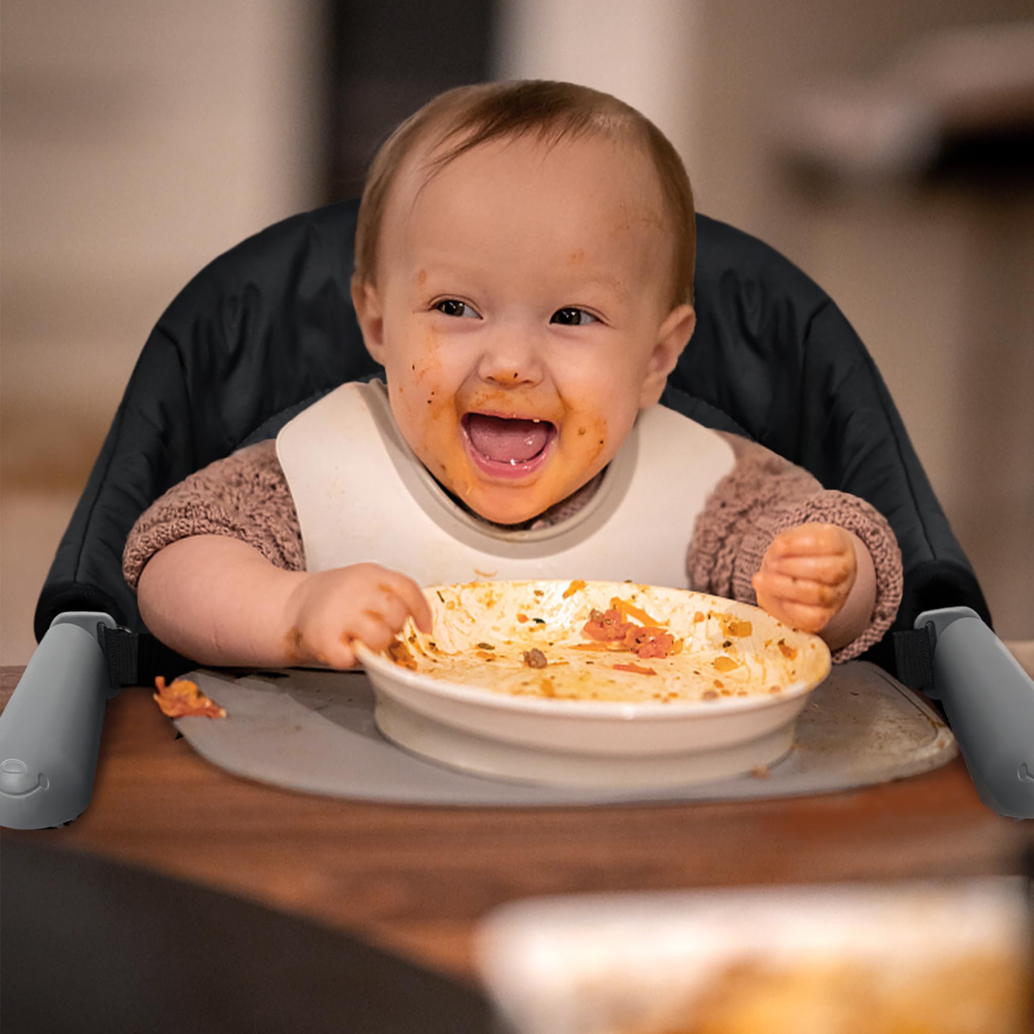 LZQ Siège de table pour bébé de 6 à 36 mois - Pliable - Pour tables de 2 à 8 cm d'épaisseur - Avec pinces antidérapantes et sac d'assise - Noir