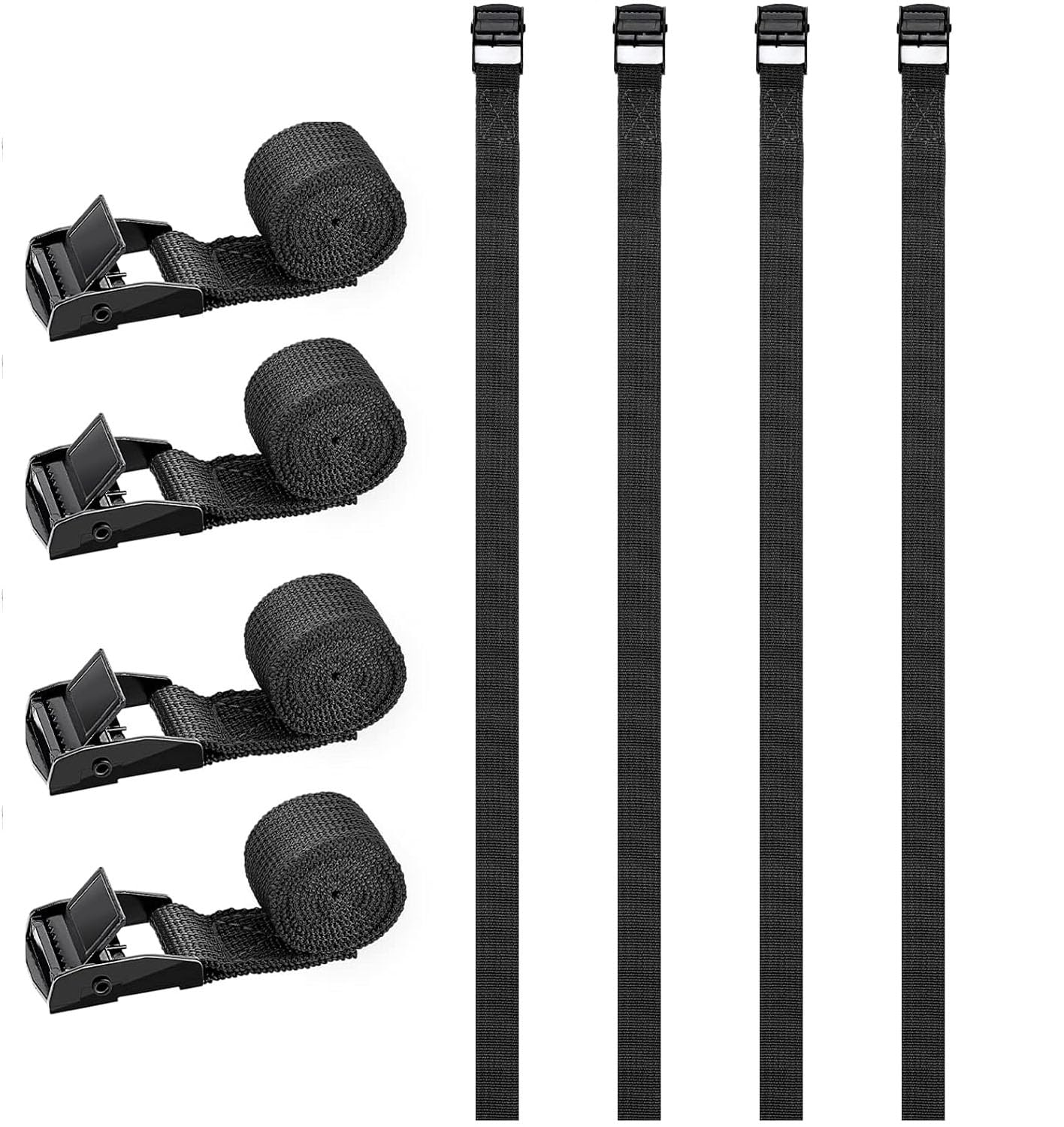 Mis.Moon 50cm Spanngurte Kurz, 8 Stück Zinklegierung Schnappverschluss Spanngurt, Verstellbare Befestigungsgurt mit Klemmschloss für Camping, Fahrrad, Motorrad, Gepäckpakete