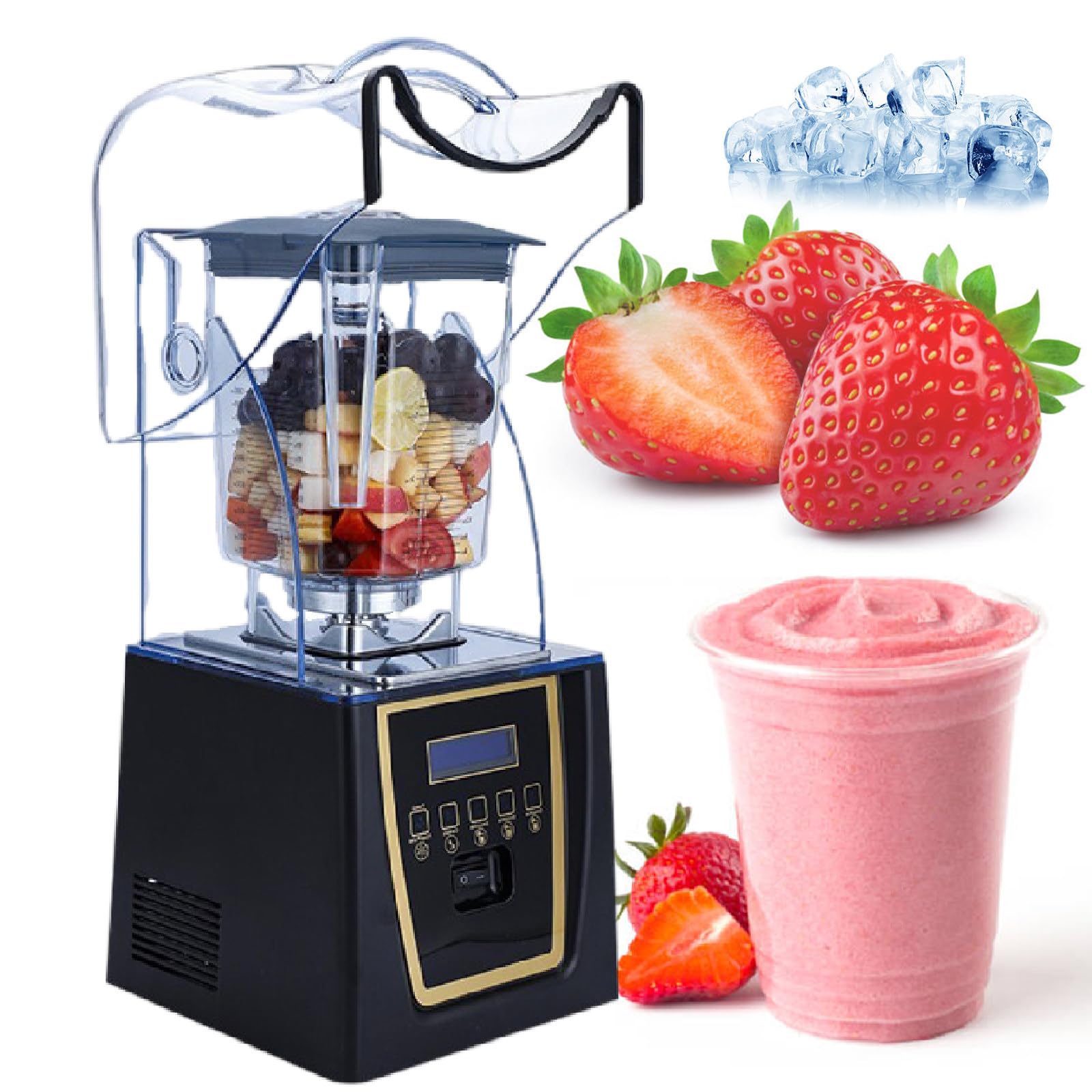 Commercial Countertop Blenders Stainless Steel 9 Speed 5 Functions Blender for Shakes Smoothies Crush Ice 220v