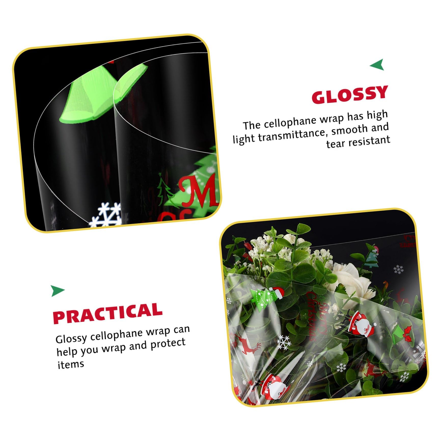 Toyvian Cellophane Trasparente Per Natale Di Carta Da Regalo Stampato Babbo Natale Per Confezionare Cesti Regalo Scatole e Oggetti Decorativi