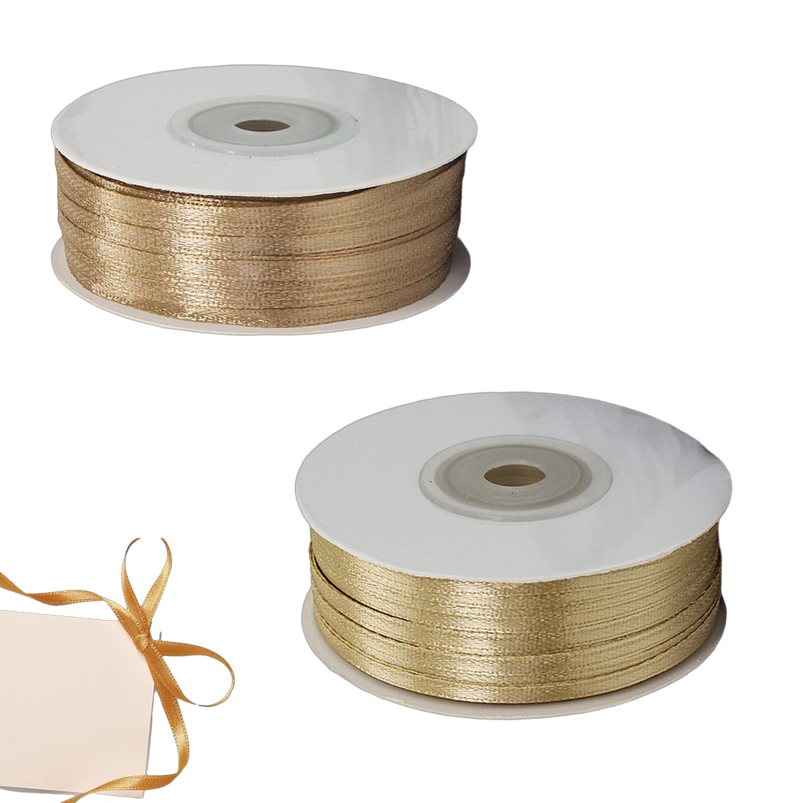 Nastro di raso da 182 m, nastro regalo color oro champagne, nastro regalo color oro champagne, nastro di raso da 3 mm, nastro per fiocco da sposa, nastri in poliestere