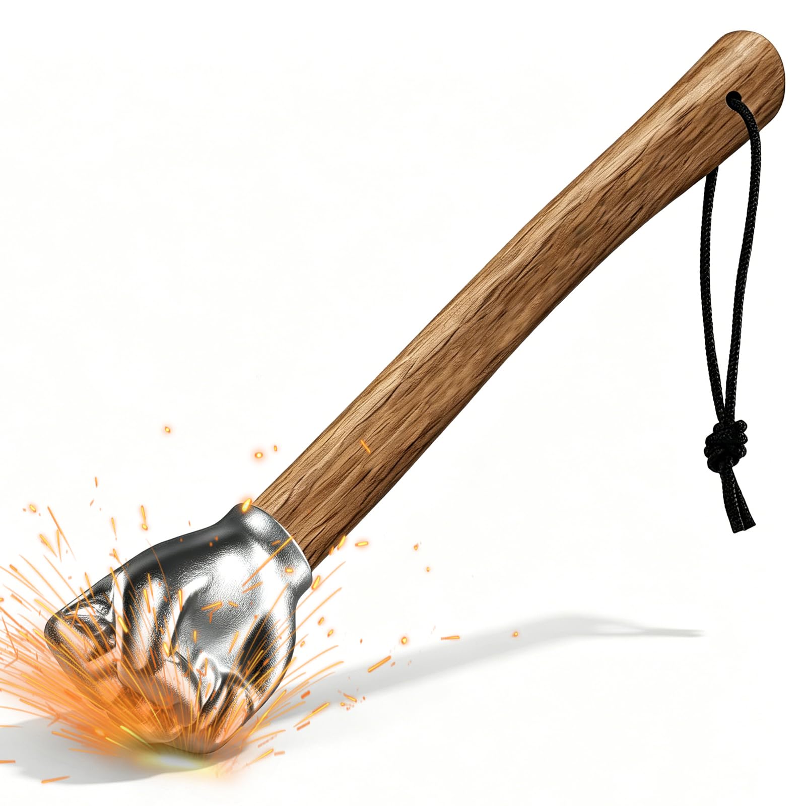 WhaleO Pugno Martello Campeggio, Durevole, Lunghezza 360 mm, 900 g | Ad Alto Carbonio Acciaio Forgiatura, Martello Da Fabbro per Fai Da Te, Artigianato, Campeggio, Casa e Ufficio, Regalo