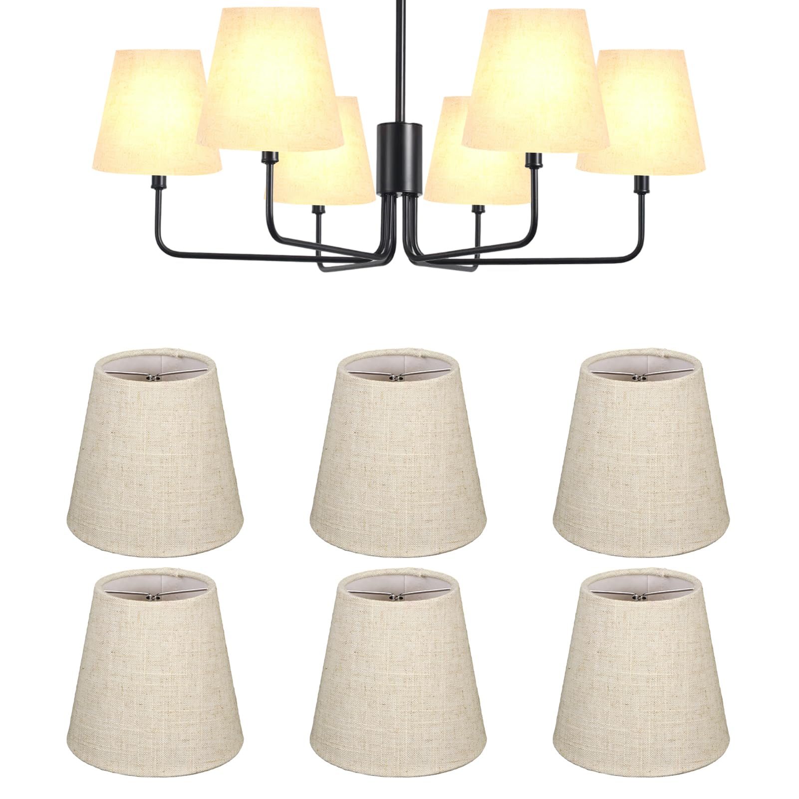 6 Pcs Lamp Shade,Fabric Lampshade, Suitable for E14 Bulbs, Nordic Style Lampshade Chandelier Lighting Accessories for Home Decoration for Table Bedside Floor Lamp (Type7)