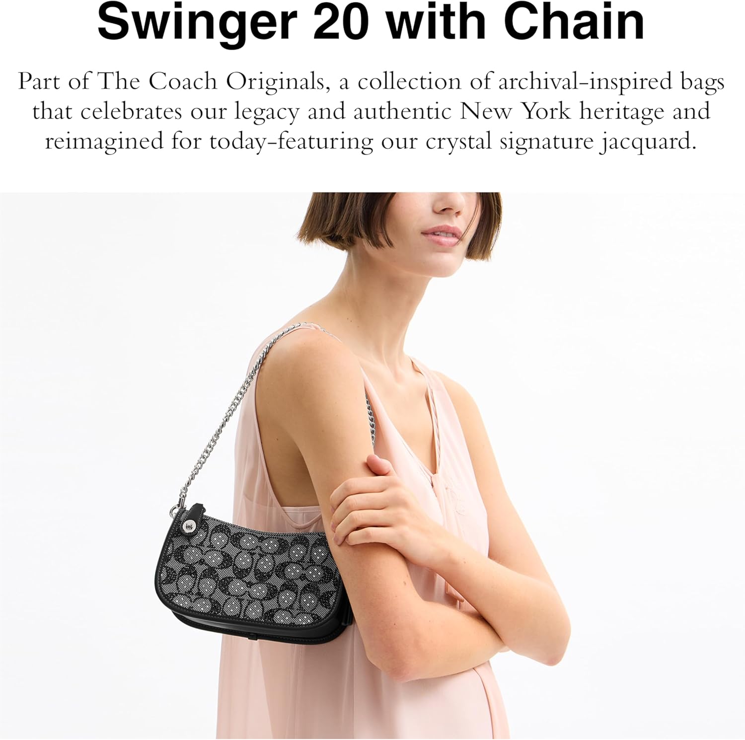 Crystal Signature Jacquard Swinger 20 with Chain