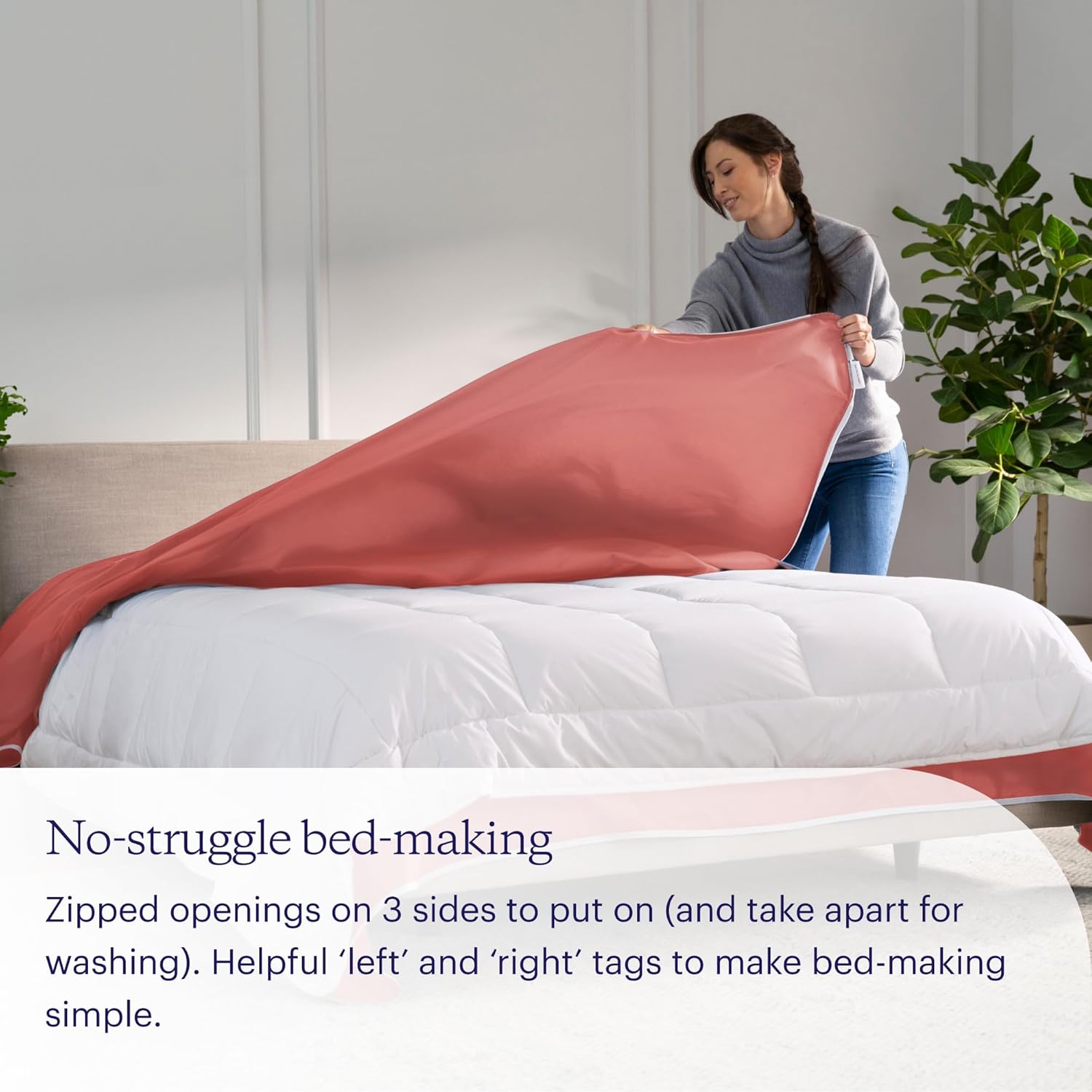 Purple PerfectStay Duvet Cover Easy to Assemble Desert Rose Full/Queen Three Piece 100% Cotton