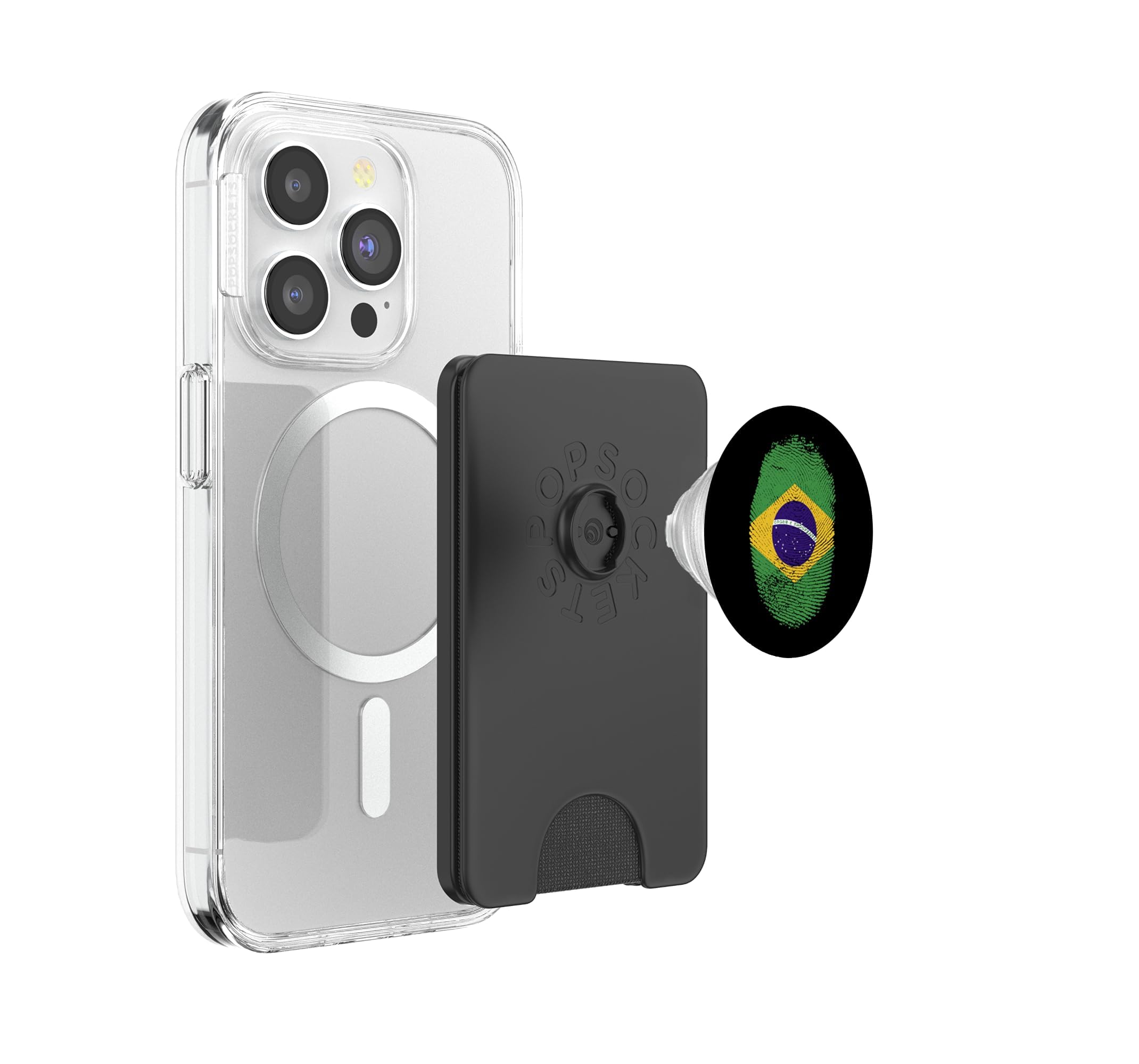 Bandera de Brasil Huella Dactilar Orgullosos Brasileños Hombres Mujeres Niños ADN PopSockets PopWallet para MagSafe