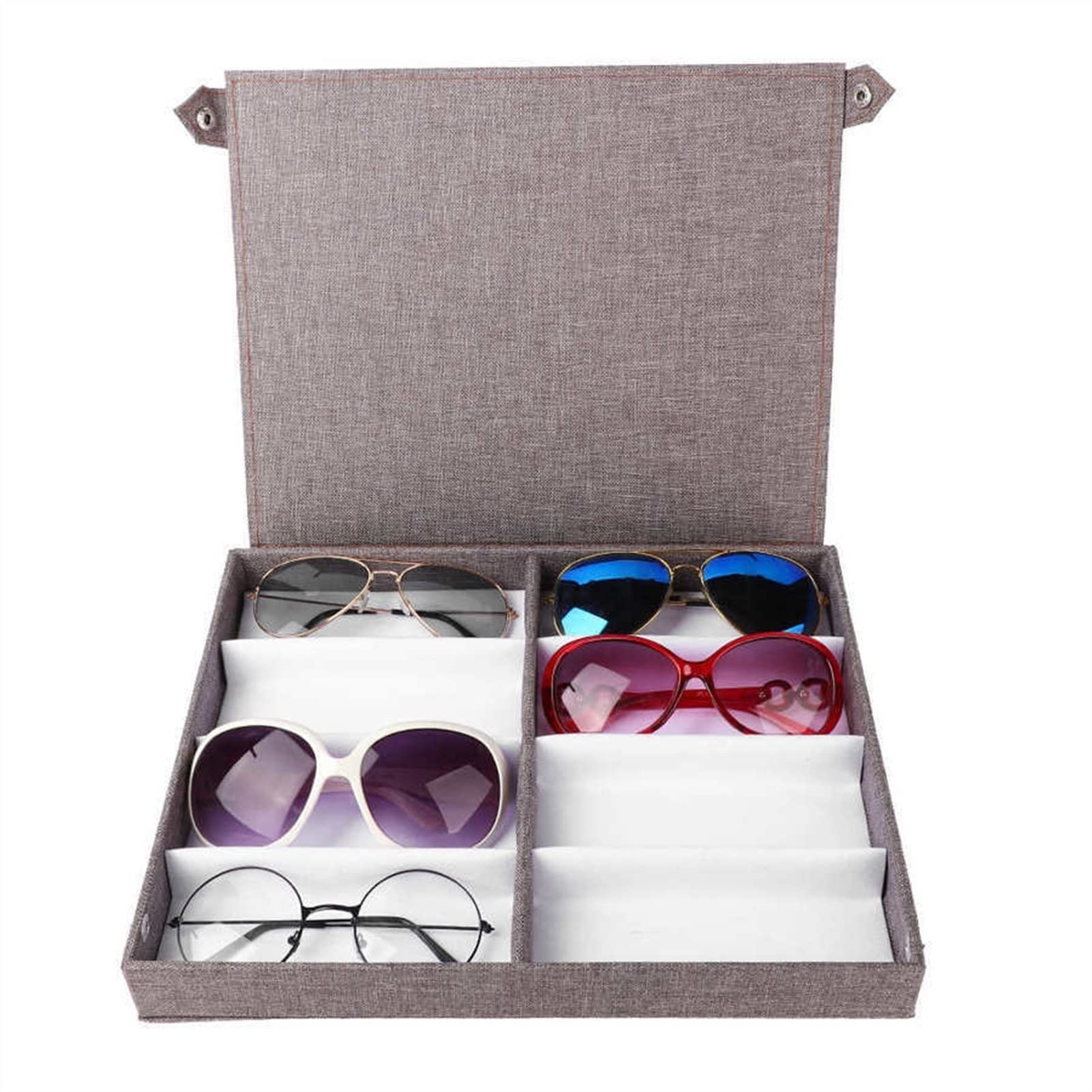 TEESONG Sonnenbrillen-Organizer, 8 Fächer, große Kapazität, Aufbewahrungsbox für Schmuck, Sonnenbrille, Suren-Brille, Brillenhalter