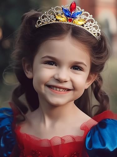 Miniatura 2 de SWEETV Tiara de princesa para niñas pequeñas, corona de cumpleaños, diadema para niñas, diadema de cristal, accesorios para el cabello