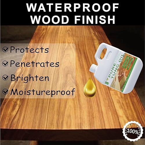Miniatura 9 de Godora Aceite Tung puro de 128 onzas para acabado de madera, sellador de madera de aceite Tung impermeable para interiores y exteriores, favorecido