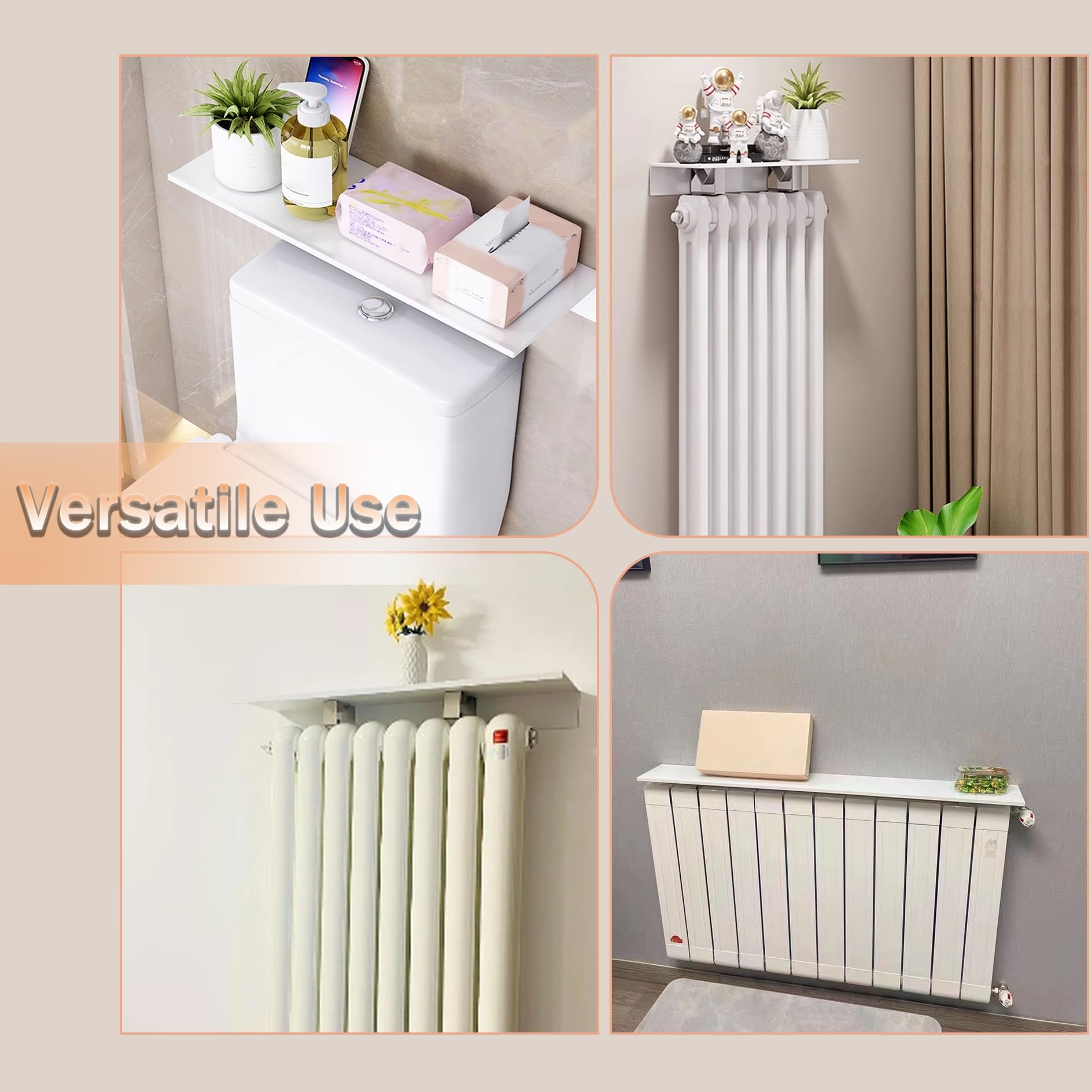 Estante para radiador de aluminio de 35 a 80 cm, con soporte de acero inoxidable, para decoración de sala de estar y cocina (35 cm)