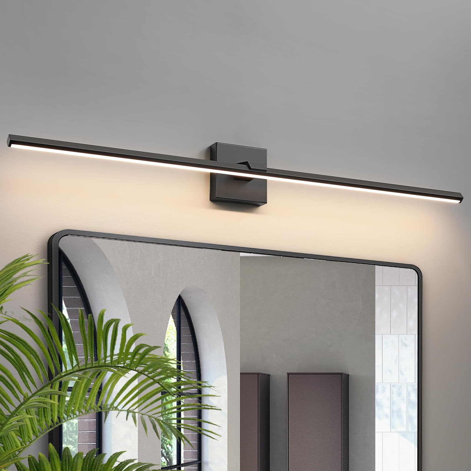 Modern Bathroom Lighting Fixtures Over Mirror - 39 Inch Black Bathroom Vanity Light Fixture 3500K Dimmable LED Vanity Light Bar for Bathroom Wall Sconce, 28W