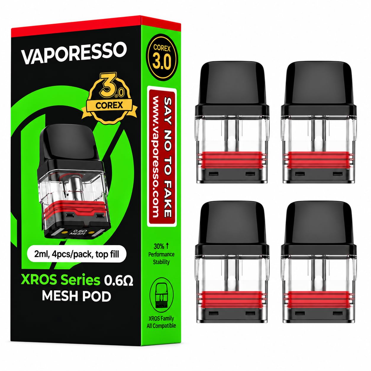 Vaporesso XROS Replacement Pods 0.6 Ohm [Pack of 4]