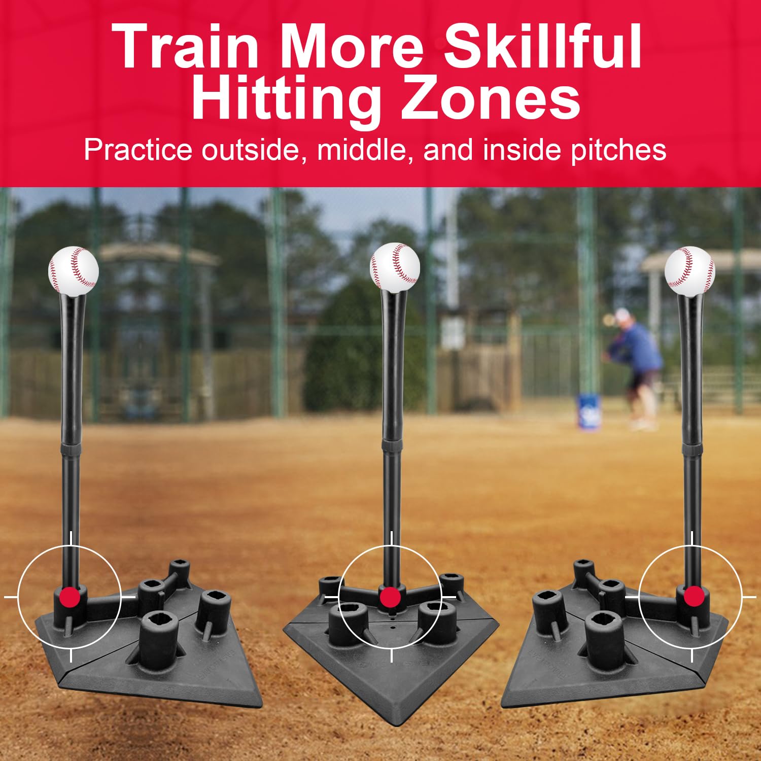 Adjustable Baseball Batting Tee For Adults & Youth – Height 26" To 39", With Flexible Rubber Top & Carrying Bag