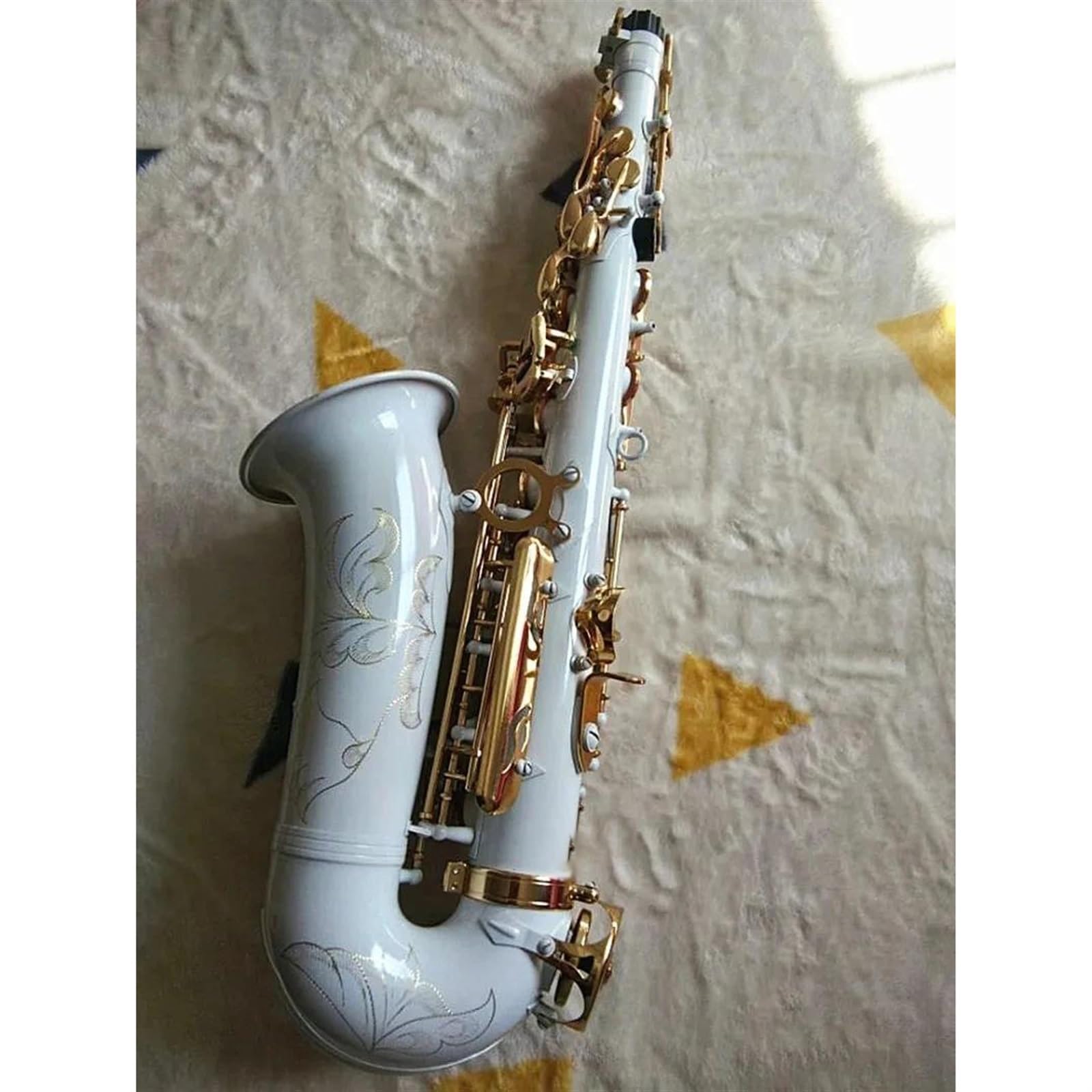 Saksofon Instrumenty Muzyczne Saksofon Altowy Z Białym Złotym Kluczem, Model Saksofonu Altowego Ustnik I Futerał (Color : Leather bag)