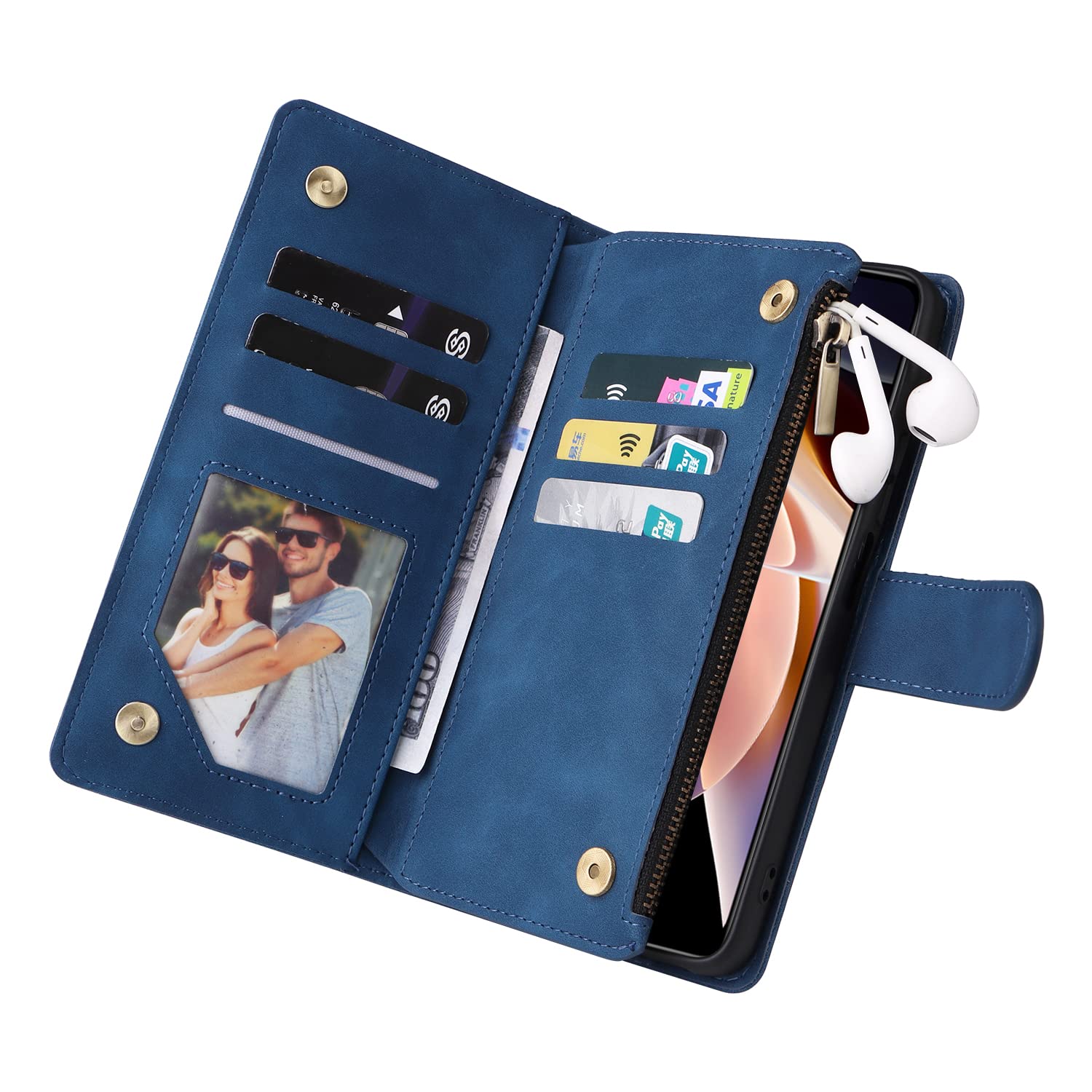 SUANPOT Cover per Xiaomi Redmi Note 10 Pro Blocco RFID Portafoglio Slot