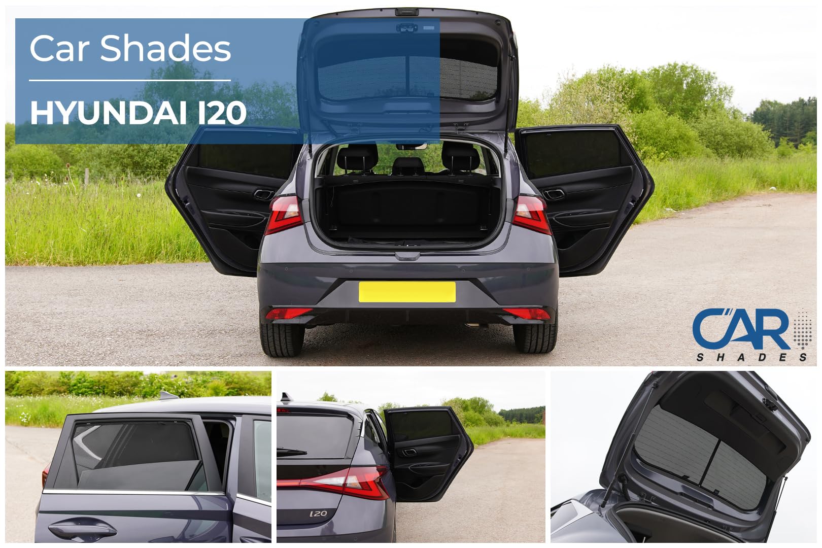 CAR SHADES Juego Compatible con Hyundai i20 5-Puertas 2020- (6-Partes) cortinillas Parasol a Medida