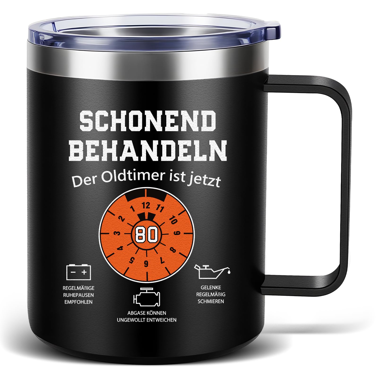 TUZELIYA 80 Geburtstag Geschenk Thermobecher