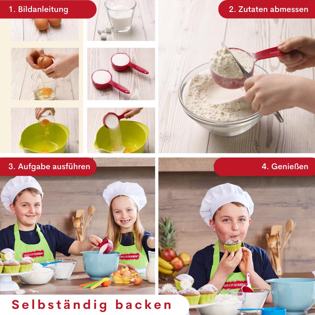 Set di 5 bicchieri colorati in contenitore per biscotti con 20 ricette