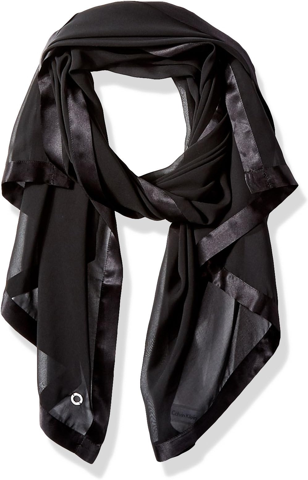 womens Satin Border Chiffon Scarf
