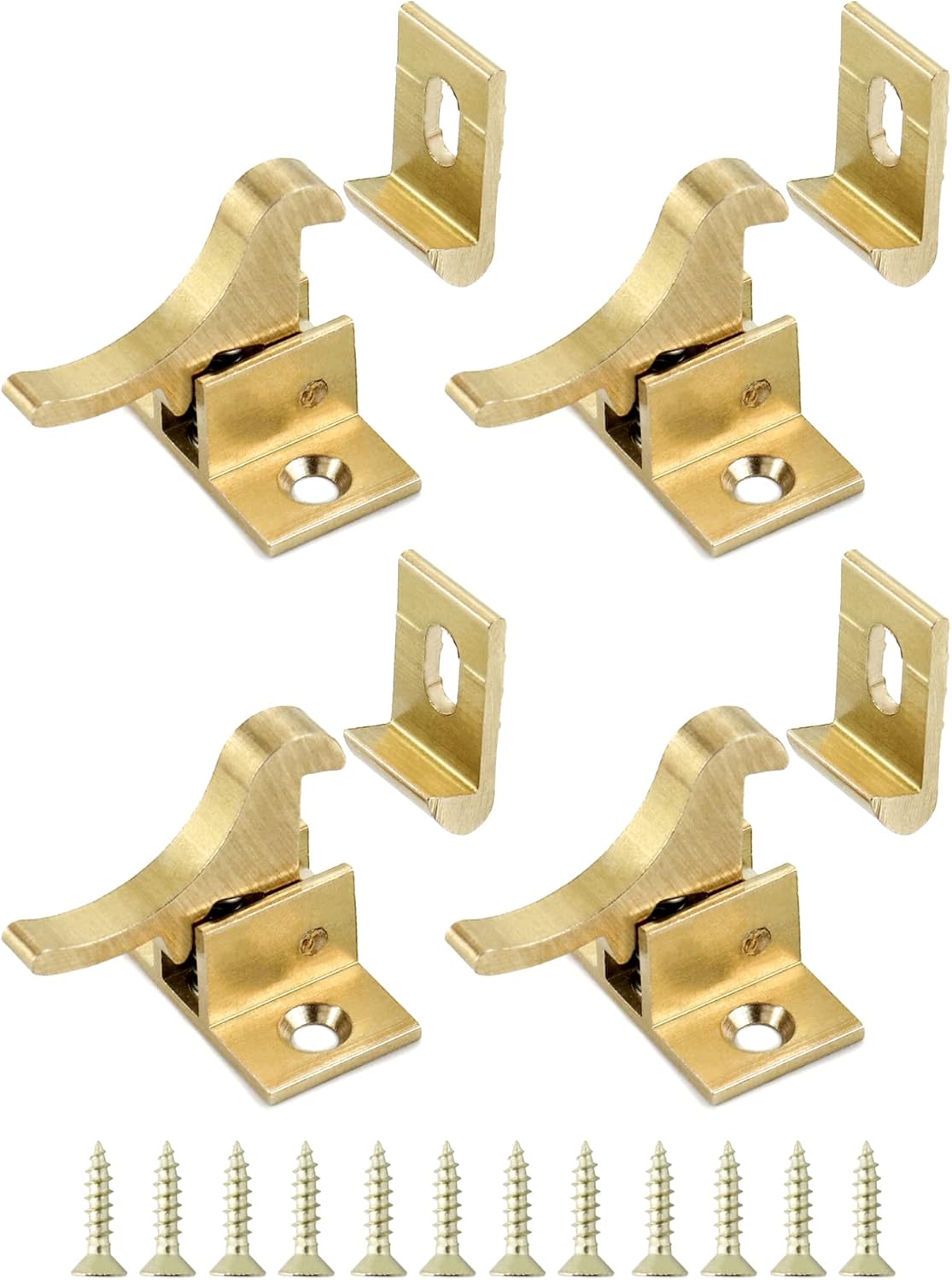 QWORK Brass Heavy Duty Elbow Latch Door/Window Catch, 4 Pack