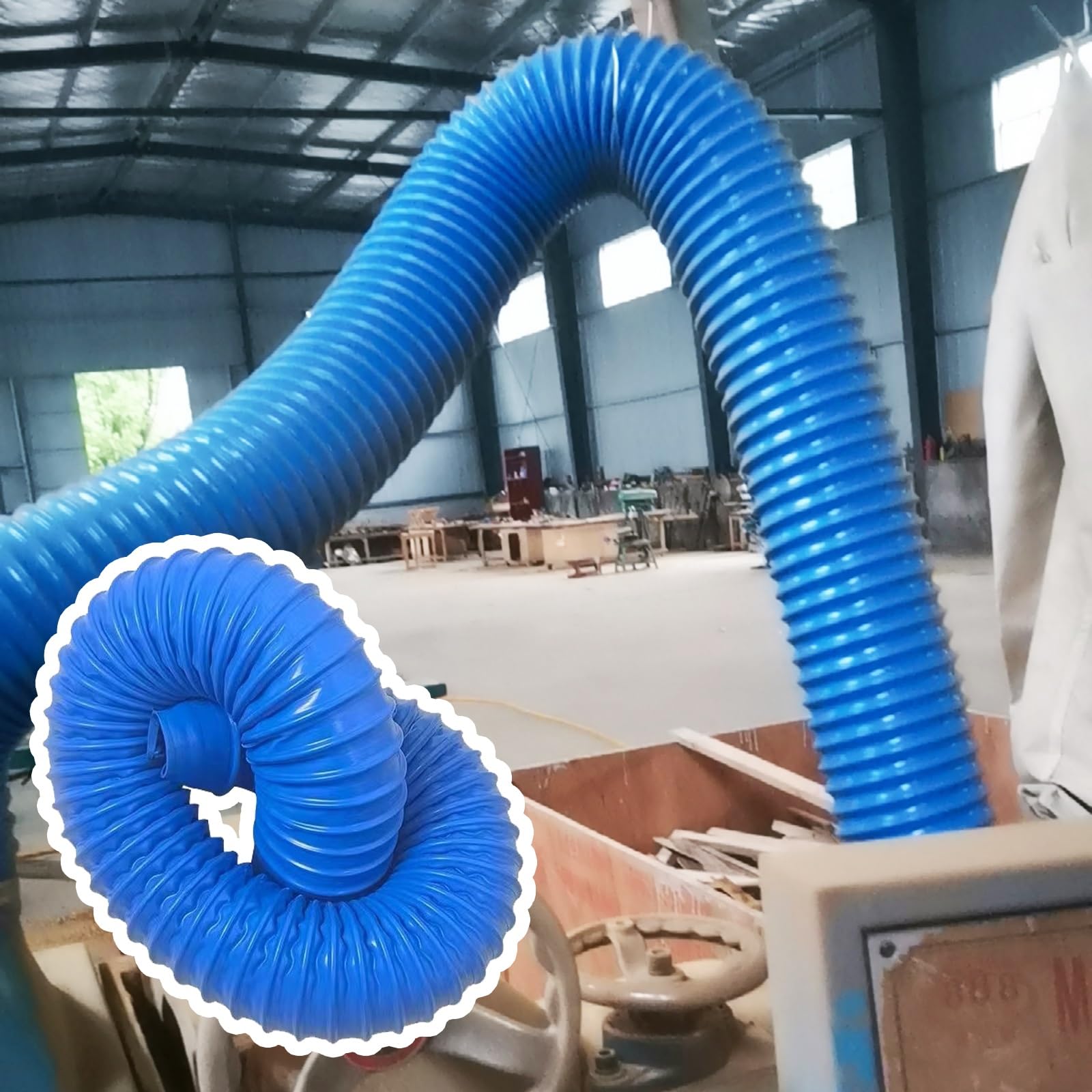 Tubo Flexible Manguera para Colector De Polvo De Carpintería, Manguera Flexible para Conducto De Aire De Ventilador De Extracción con 2 Abrazaderas(ID 150mm/5.9in,L 4m/13ft)