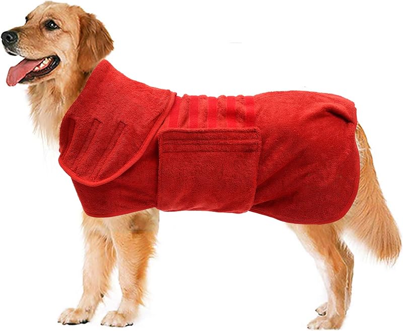 Capa de Chuva e Toalha para Secagem de Cães em Microfibra Geyecete Vermelha (Tamanho L)