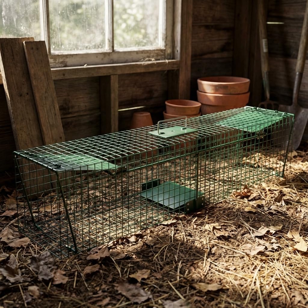 Suinga Trampa para Animales Vivos Reutilizable 125x26x26 cm – Jaula Trampa Profesional para Conejos, Gatos, Ratas y Roedores