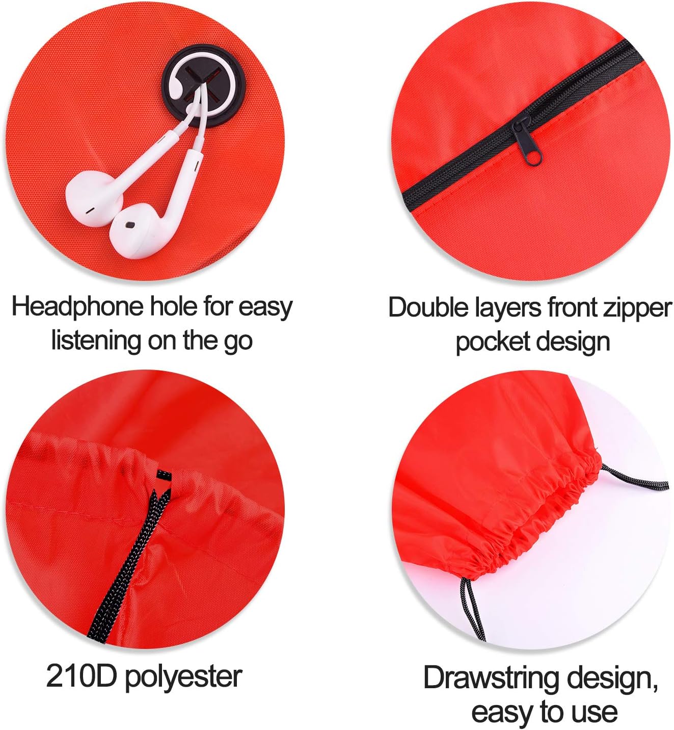 KUUQA 12Pcs Drawstring Bags with Zipper Pocket Pull String Backpack Bags Bulk（Colorful） - Image 3