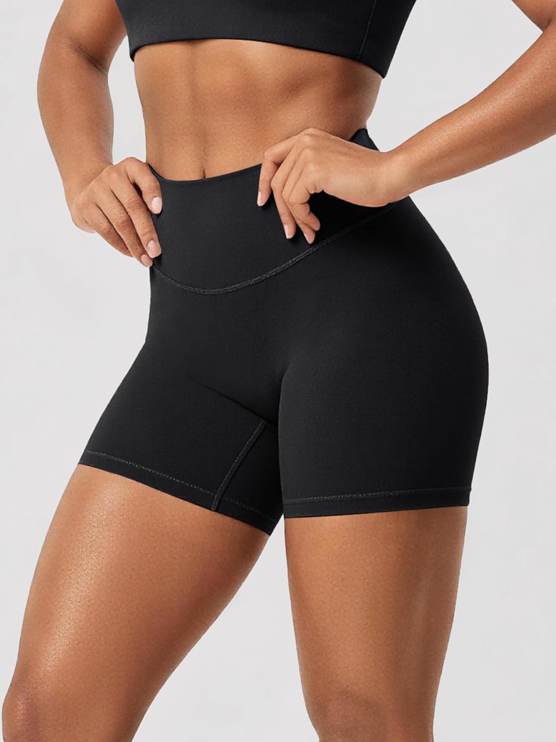 Women's Hidden Scrunch Butt Lifting Biker Shorts 5", CORLUXA Tummy Control No Front Seam Compression Yoga Shorts