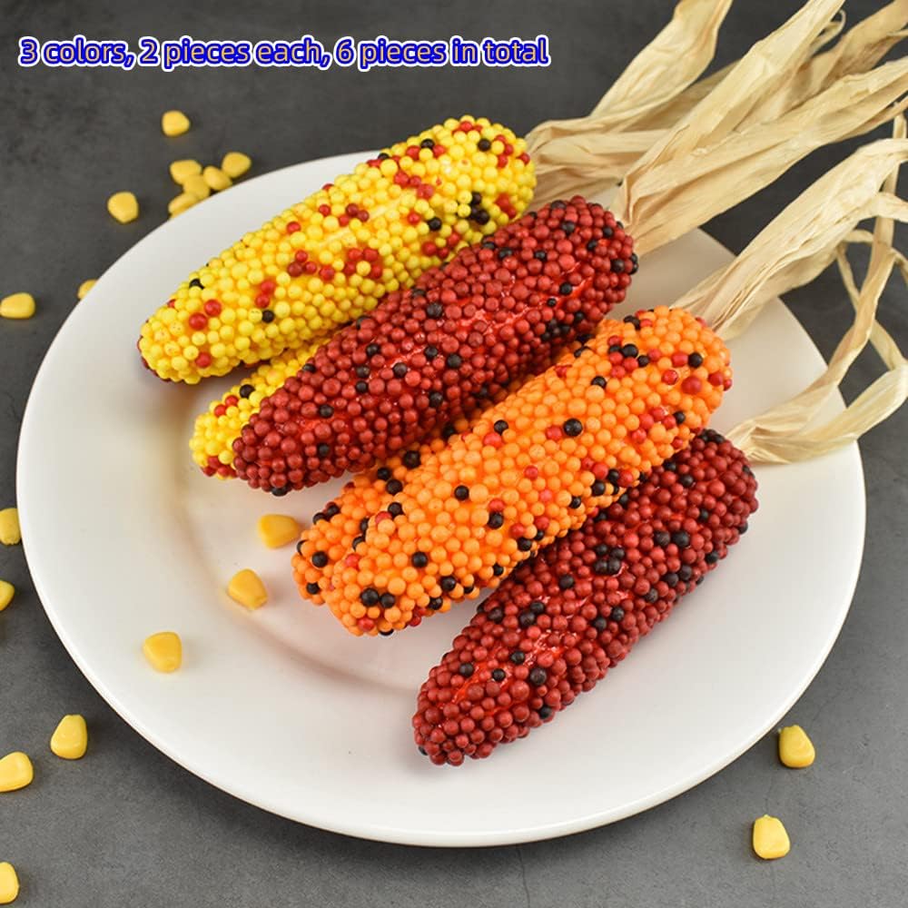 XZJMY 6 Pcs Artificial Corn,Thanksgiving Fake Corn,Simulation Foam Corn Set,Faux Corn Modle for Photoshoot,Kitchen,Party Home Decor