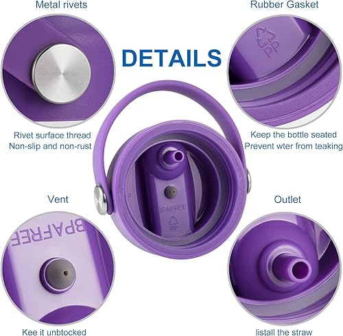 Miniatura 2 de Tapa de popote para Hydro Flask boca ancha, tapa con mango flexible y popotes, tapa deportiva de repuesto para Hydroflask 32 40 oz